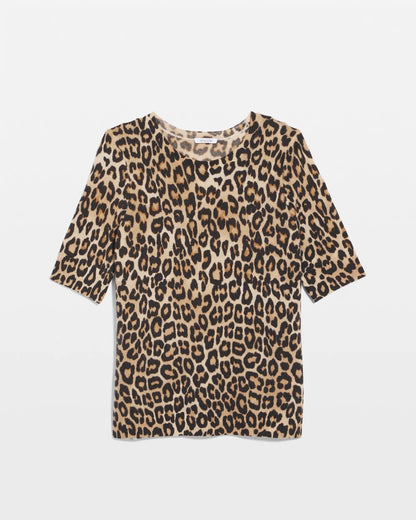 Cashmere Animal Elbow-Sleeve Pullover