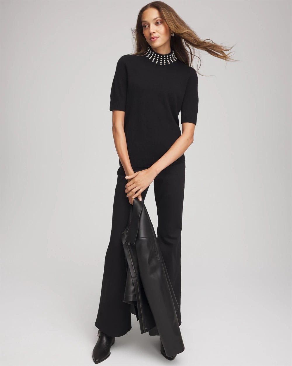 Cashmere Pearl Mockneck Sweater