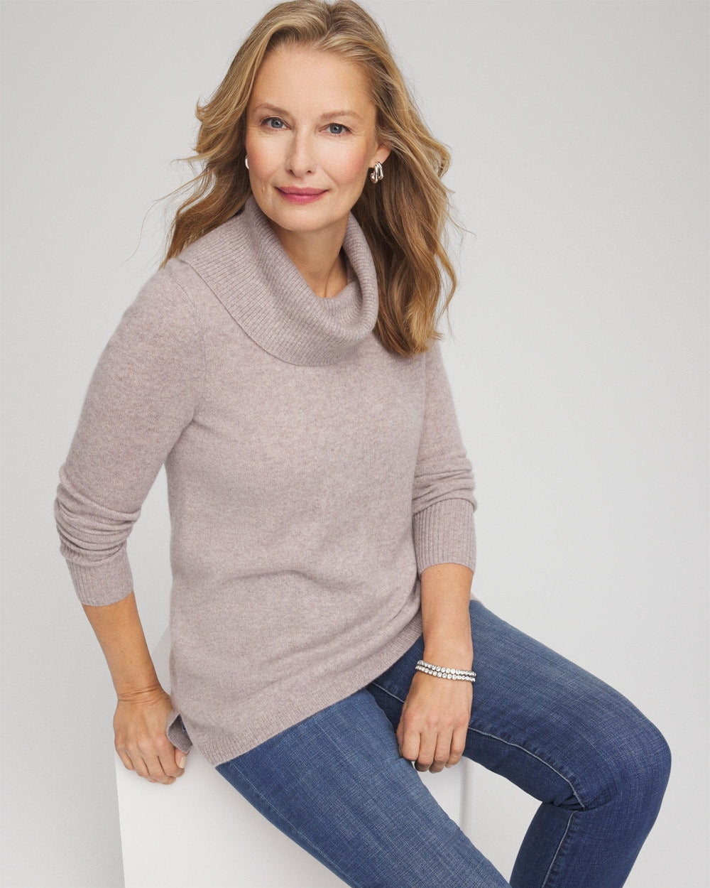 Cowlneck Cashmere Pullover Tunic