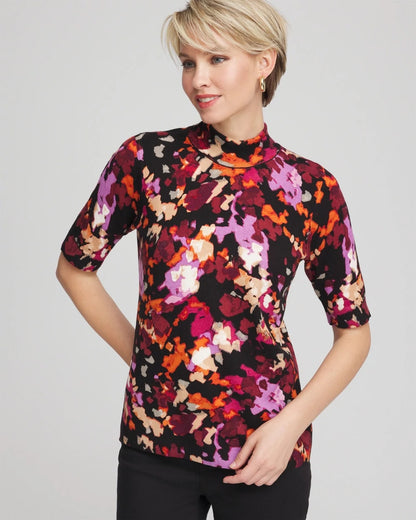 Ella Mockneck Painterly Pullover Sweater