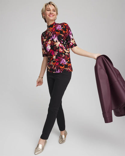 Ella Mockneck Painterly Pullover Sweater