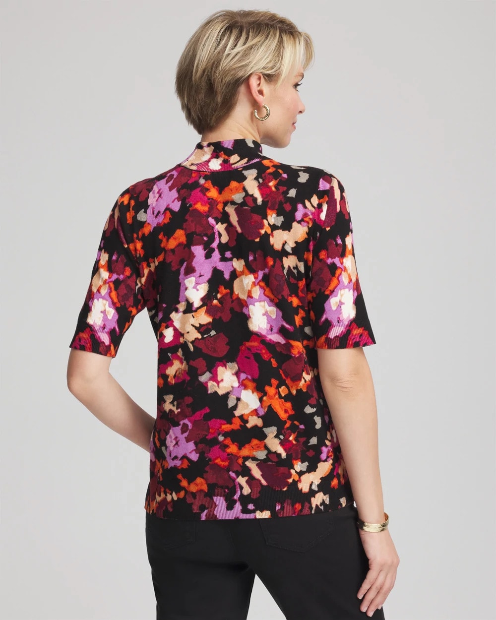 Ella Mockneck Painterly Pullover Sweater
