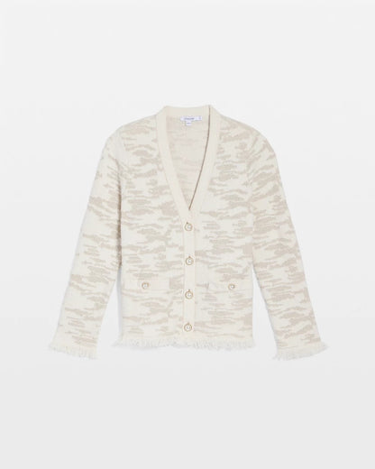 Fringe Textured V-Neck Cardigan