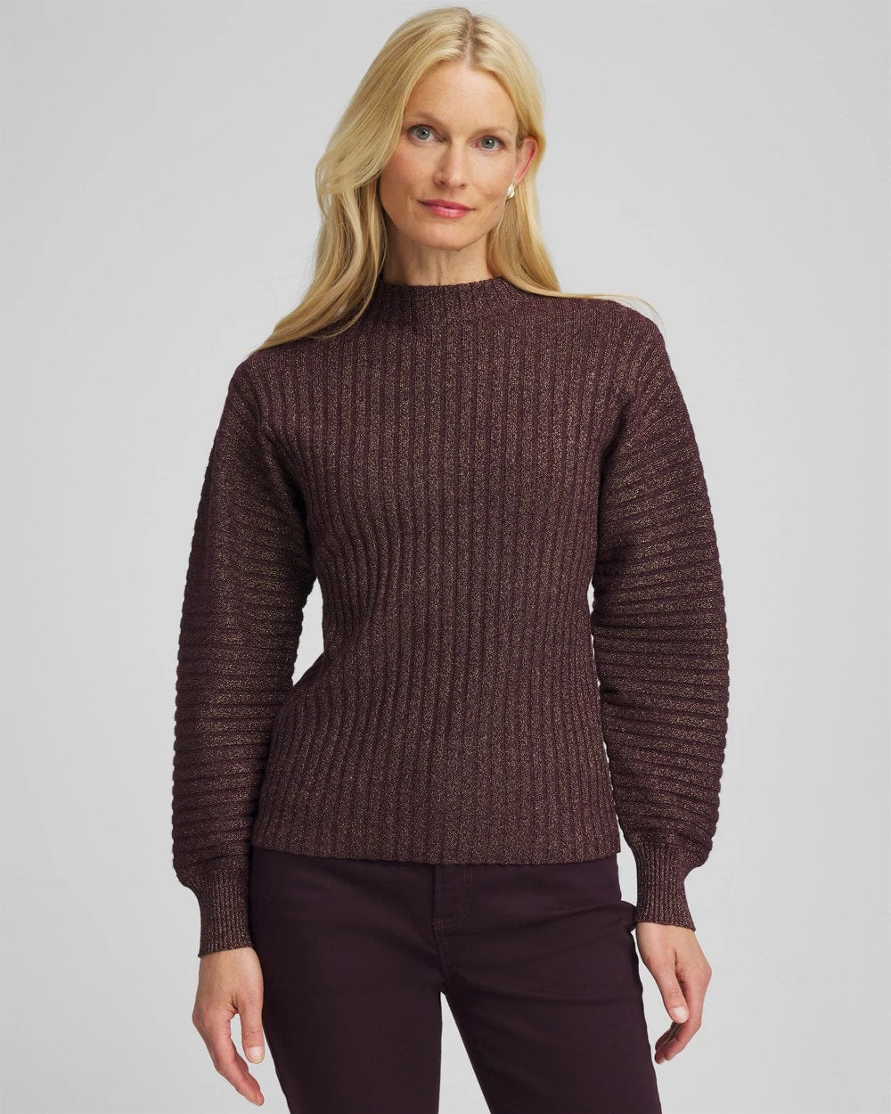 Metallic Ribbed Pullover