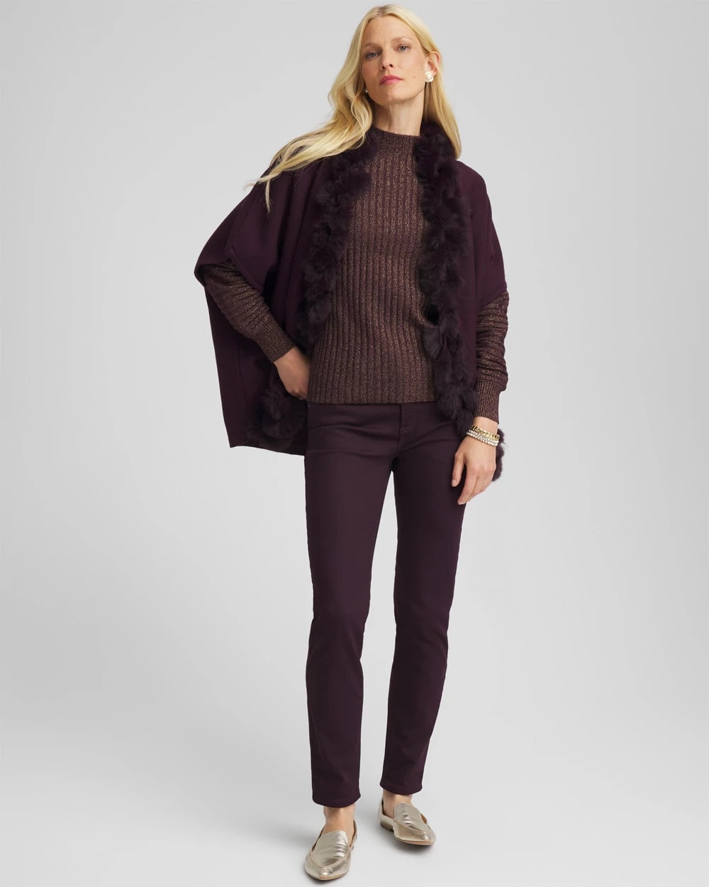 Metallic Ribbed Pullover
