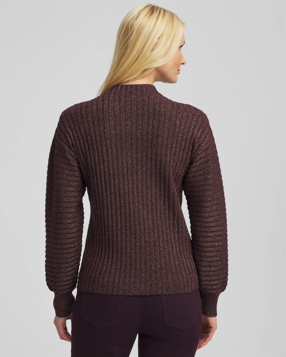 Metallic Ribbed Pullover