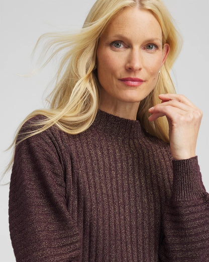 Metallic Ribbed Pullover