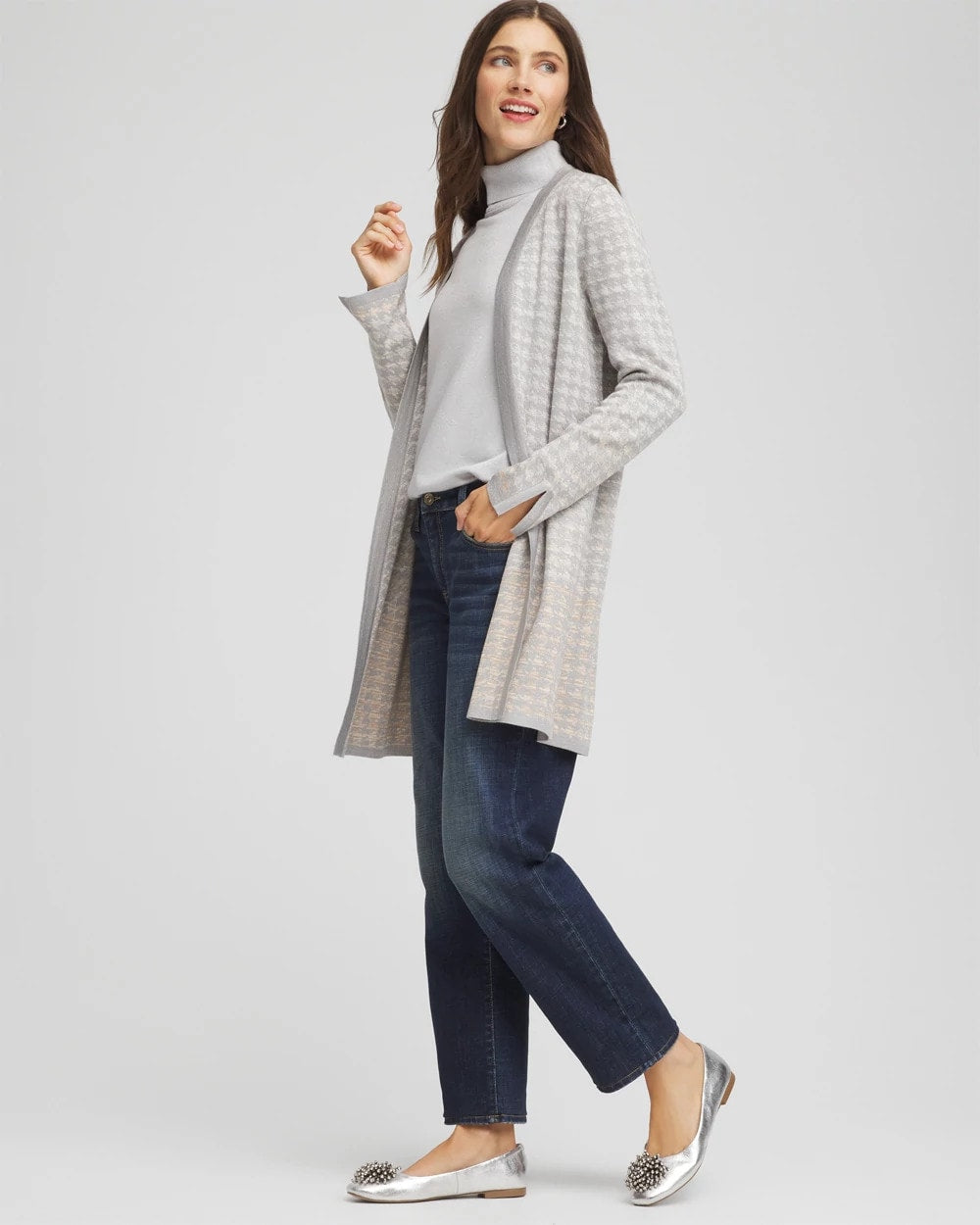Metallic Herringbone Cardigan