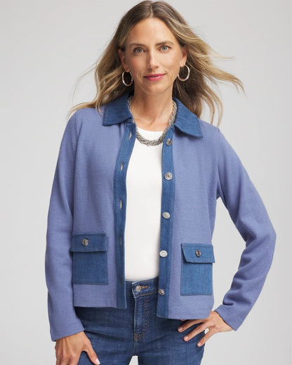 Denim Colorblock Marl Shirt Jacket