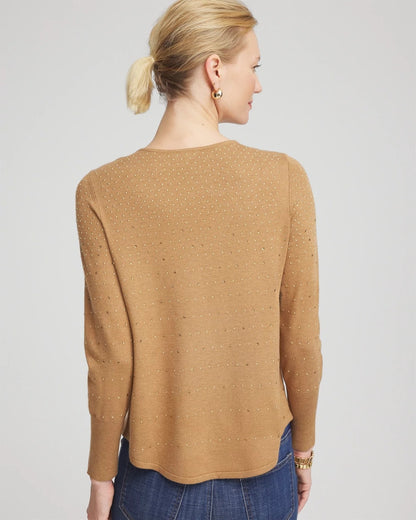 Ella V-Neck Embellished Pullover Sweater