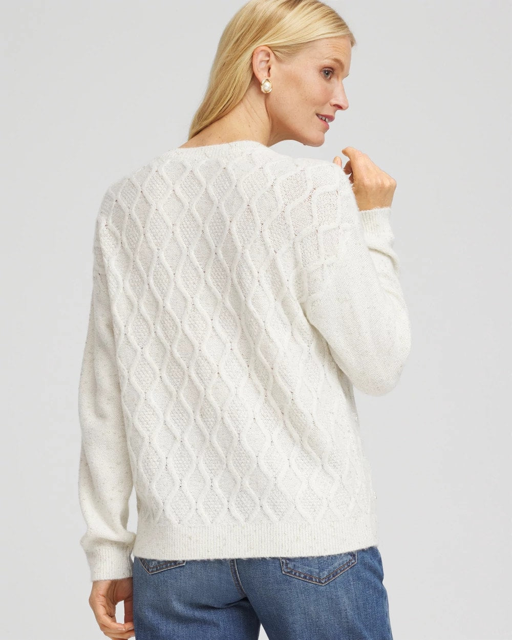Embellished Cable Knit Sweater