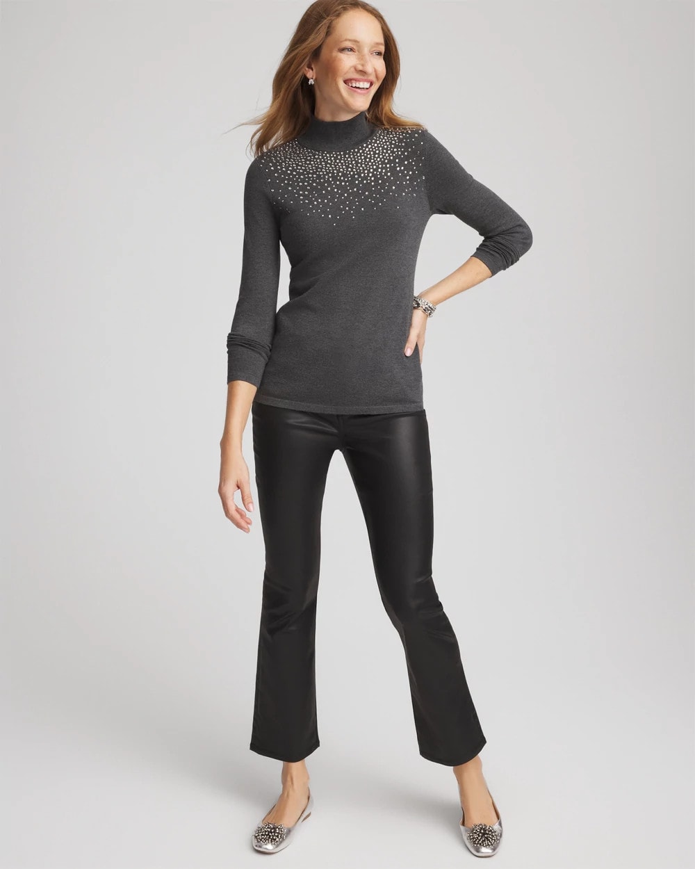 Ella Rhinestone Mockneck Sweater