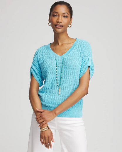 Sequin V-Neck Pullover Sweater