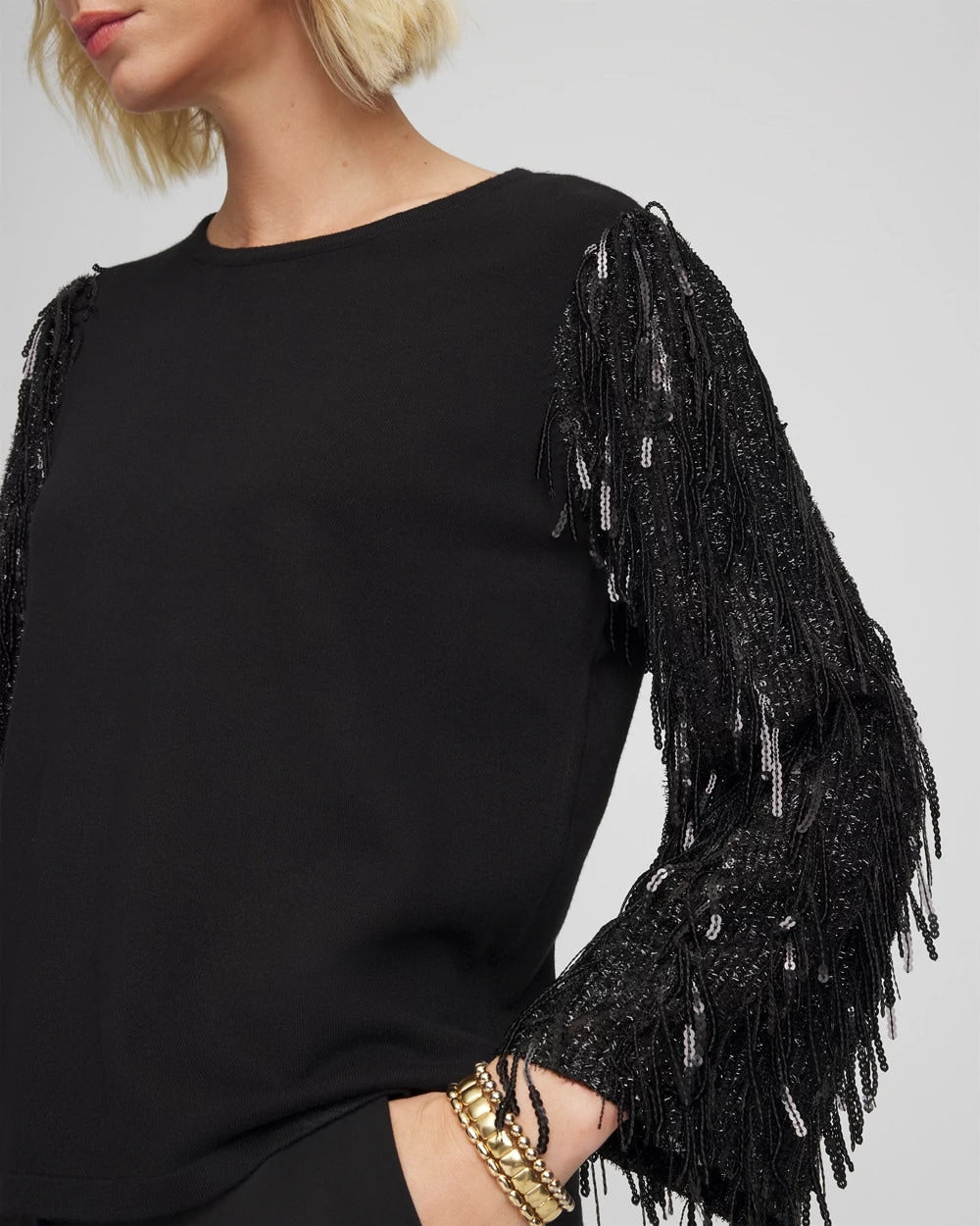 Fringe Sequins Pullover Sweater