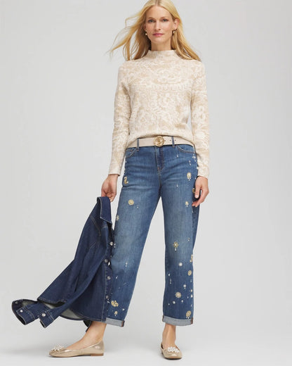 Ella Jacquard Mockneck Sweater