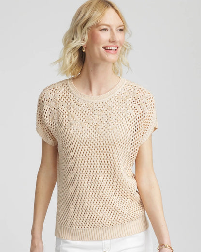 Embroidered Pointelle Pull-Over