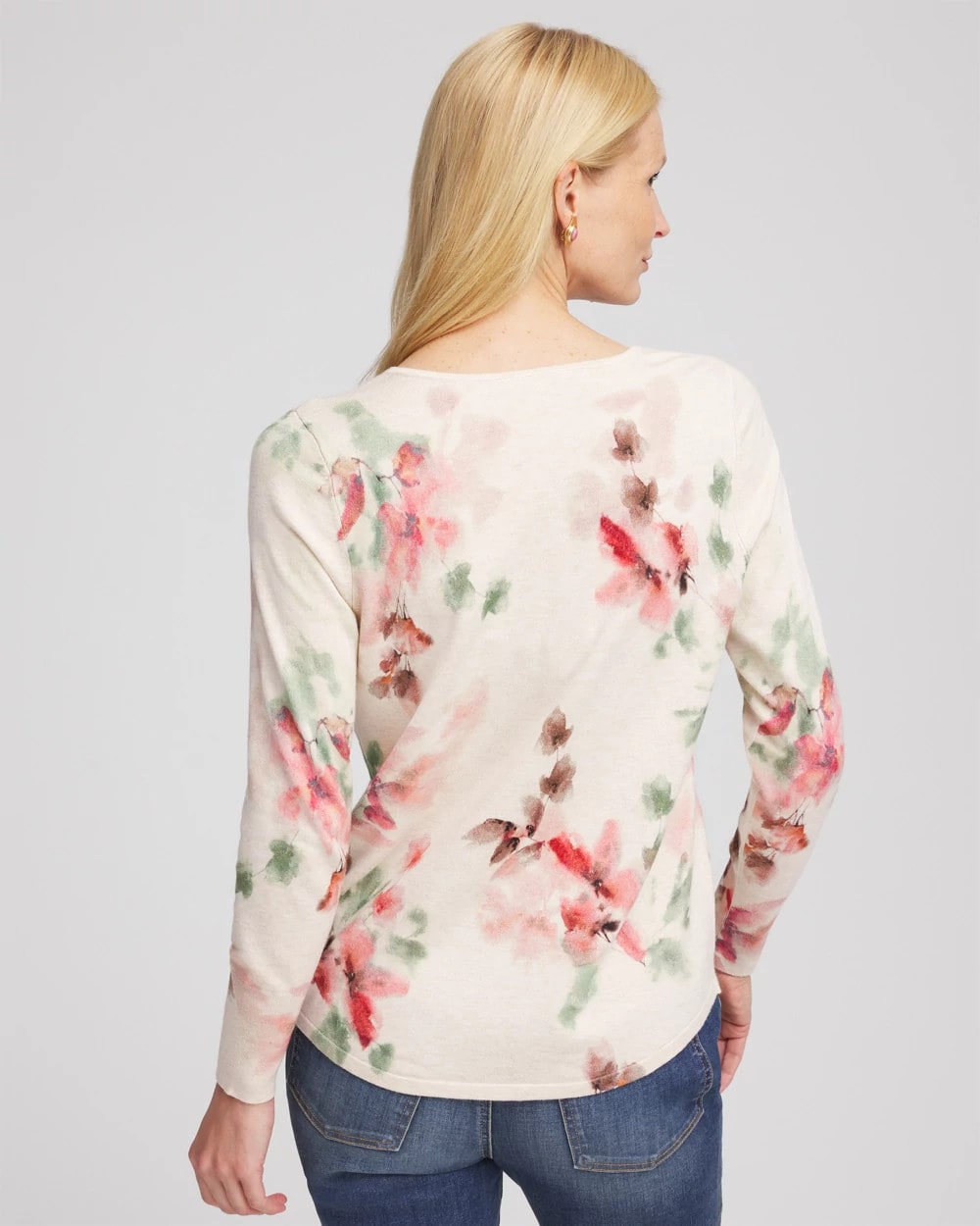 Ella Flowers & Cream Pullover Sweater