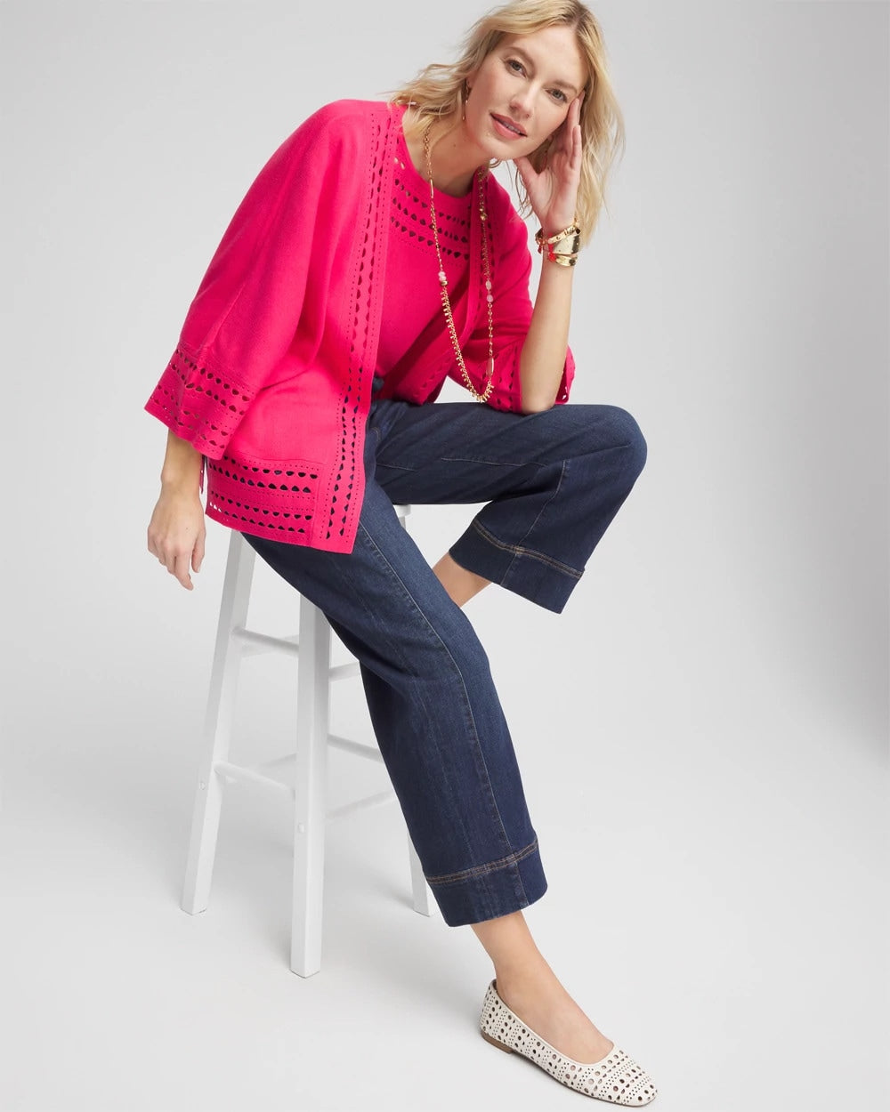Cutout Open-Front Cardigan