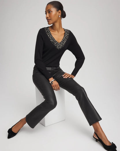 Ella Embellished V-Neck Sweater