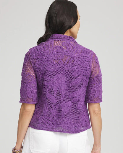 Palm-Frond Crochet-Lace Shacket
