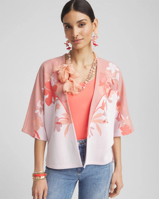 Jacquard Kimono-Style Cardigan