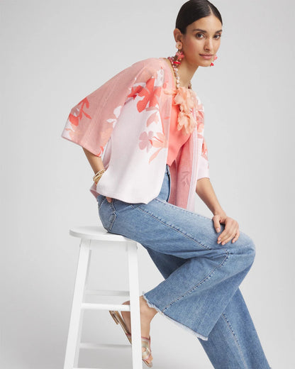 Jacquard Kimono-Style Cardigan
