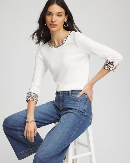 Pima Jewel Neck Contrast Tee