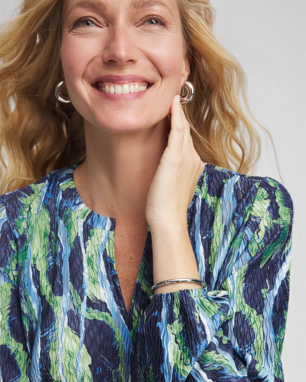 Ocean Plume Crinkle Top