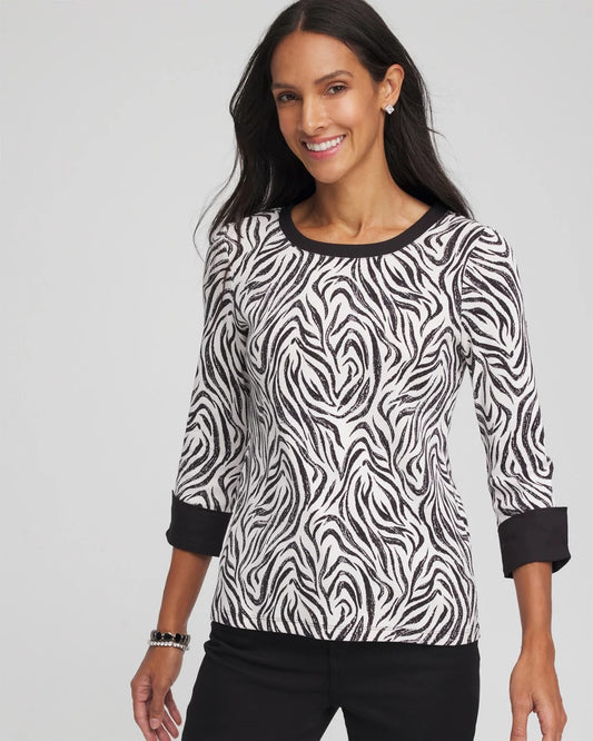 Pima Jewel Neck Contrast Tee