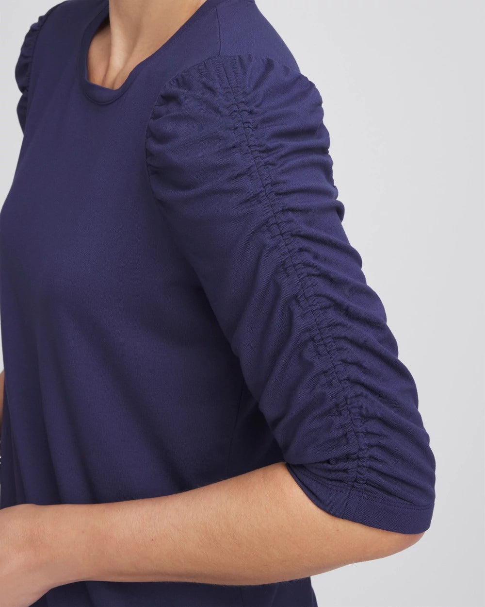 Ruched Sleeve Knit Tee
