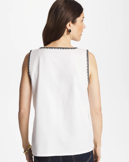 Pima Blanket Stitch Square Neck Tank