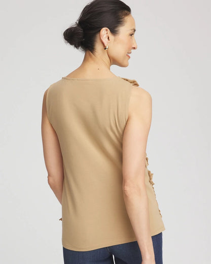 Sleeveless Ruffle-Appliqué Tank Top