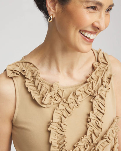 Sleeveless Ruffle-Appliqué Tank Top