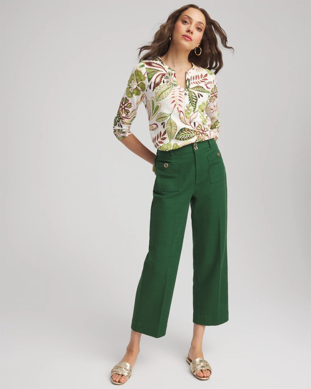 Tropical Cotton Slub Henley Shirt