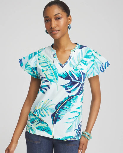 Notch Neck Cap Sleeve Tee