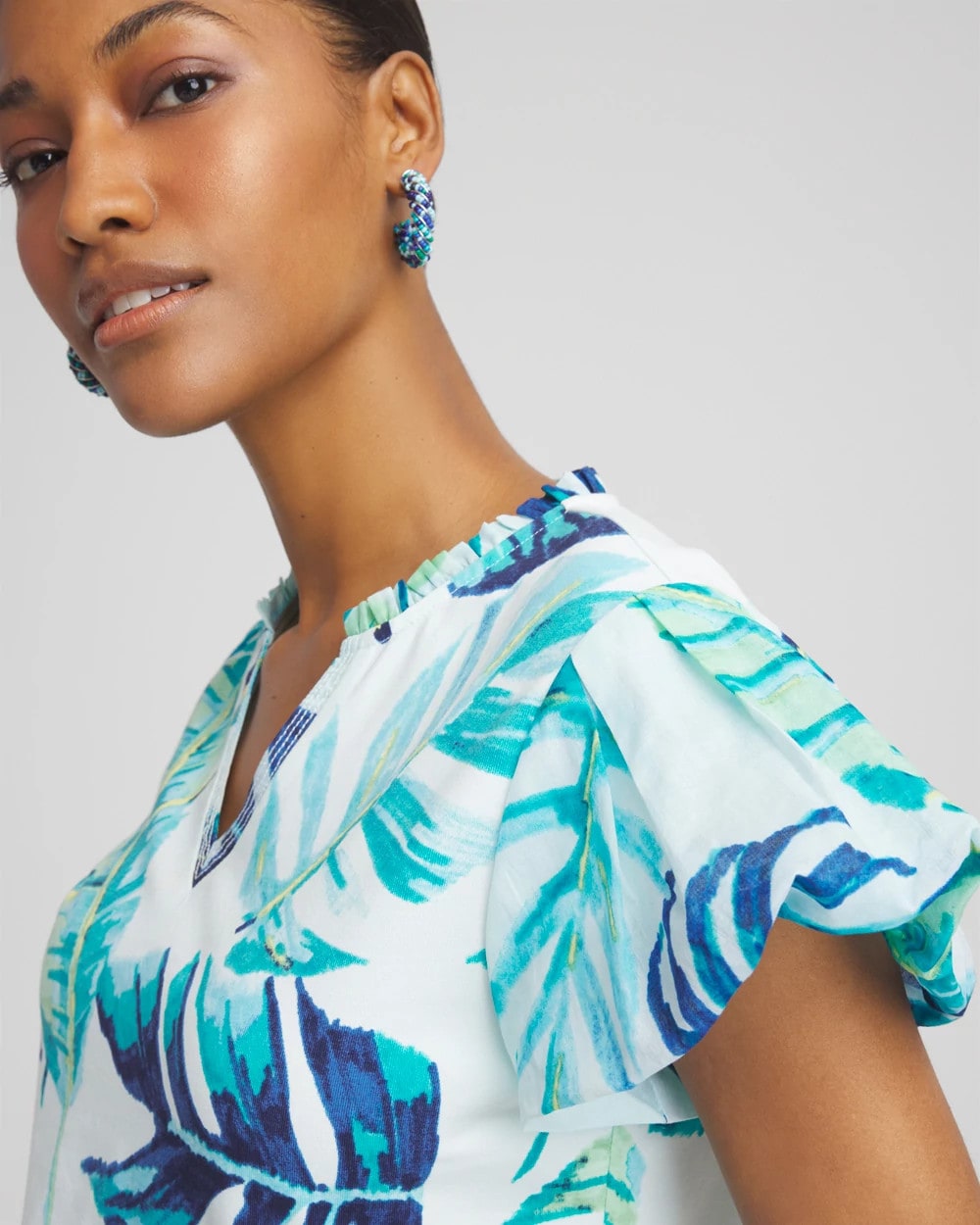 Notch Neck Cap Sleeve Tee