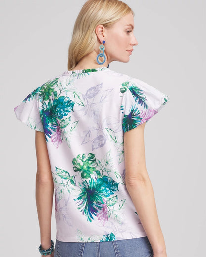 Notch Neck Cap Sleeve Tee