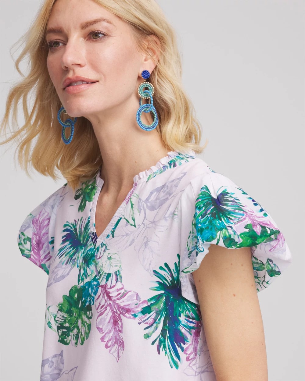 Notch Neck Cap Sleeve Tee