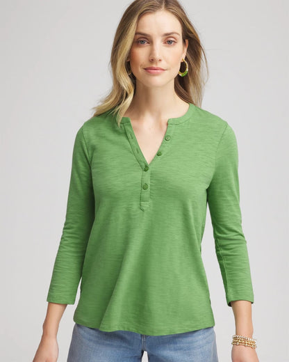 Cotton Slub Henley Shirt
