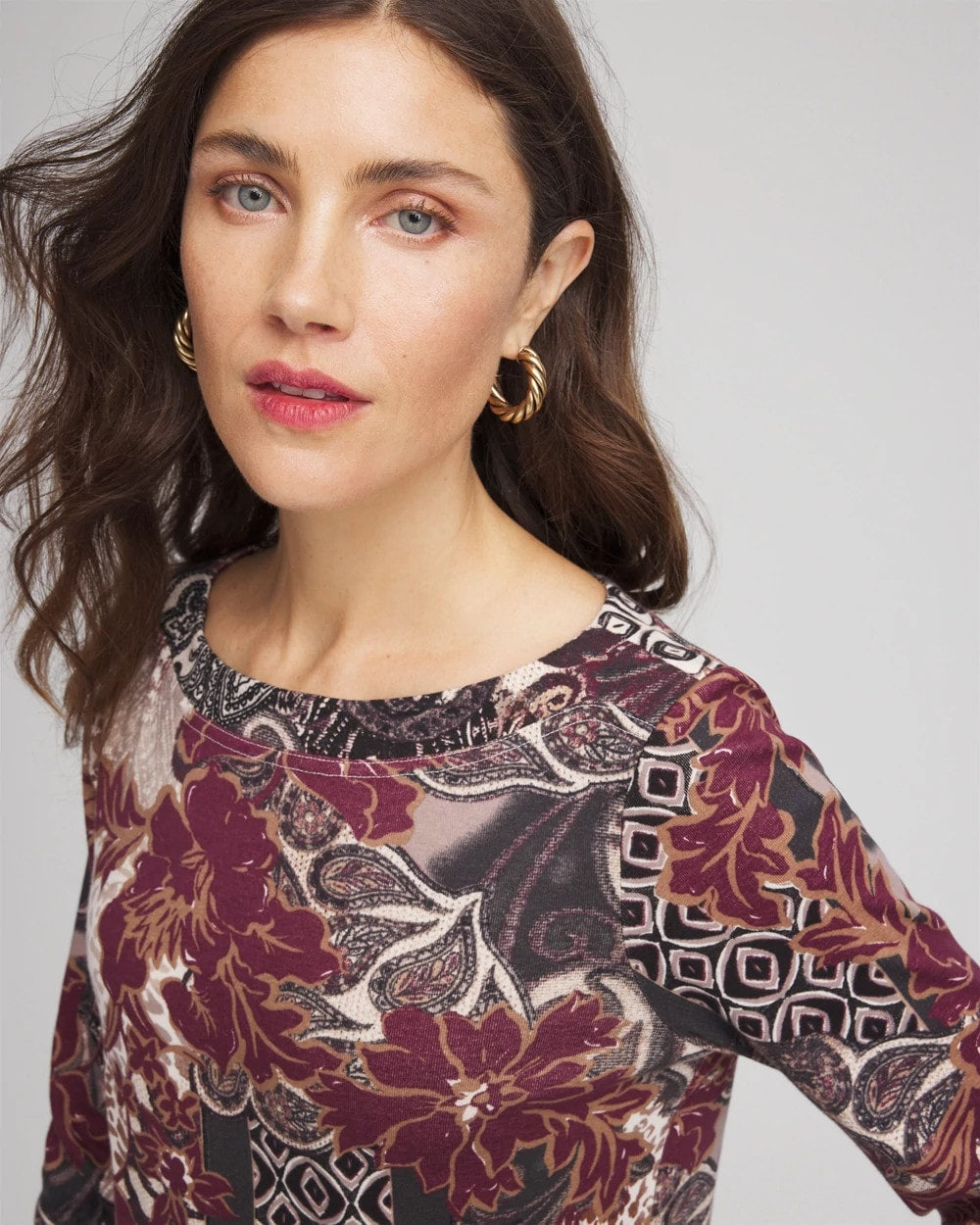 Printed Pima Cotton Bateau-Neck Tee