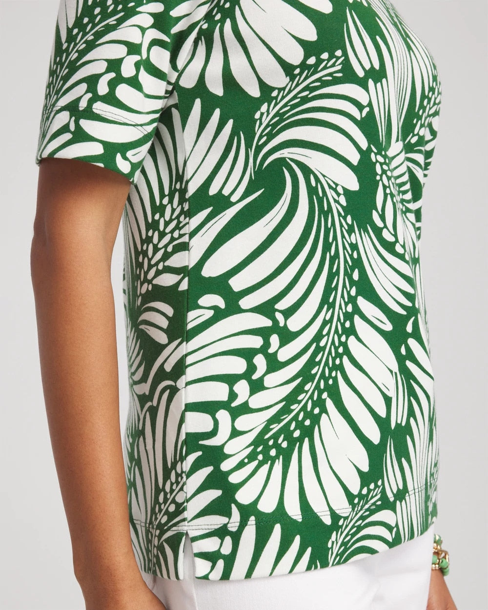 Palm-Frond-Motif Classic-Fit Pima Tee