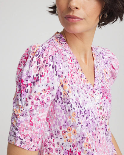 Animal Print Slub Henley Tee
