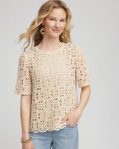 Short-Sleeve Crochet Top