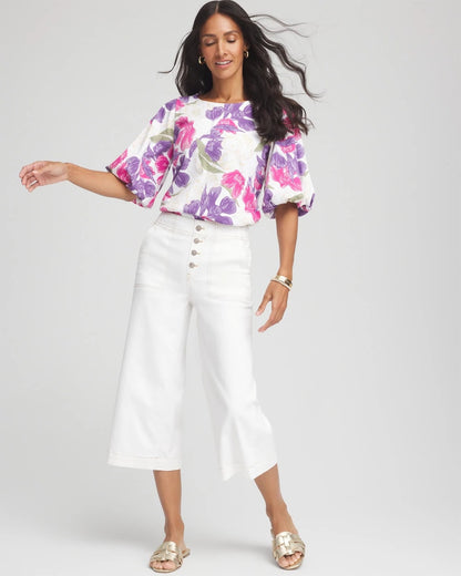 Floral Bubble Sleeve Top