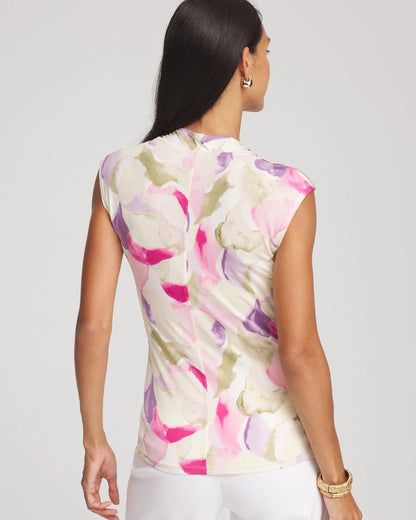 Watercolor Print Surplice Top