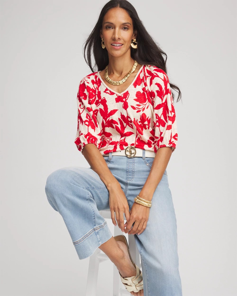 Floral Braided Linen Top