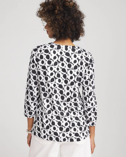 Printed Cotton Slub Henley Shirt
