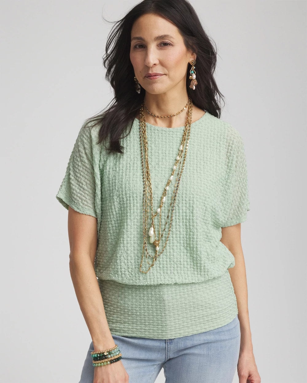 Jacquard Banded Hem Top