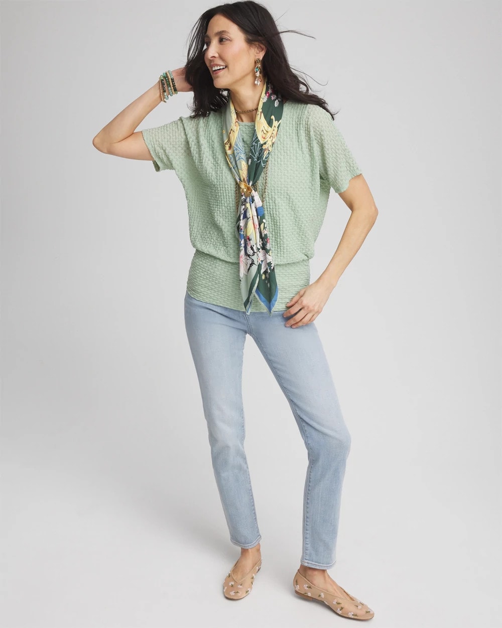 Jacquard Banded Hem Top