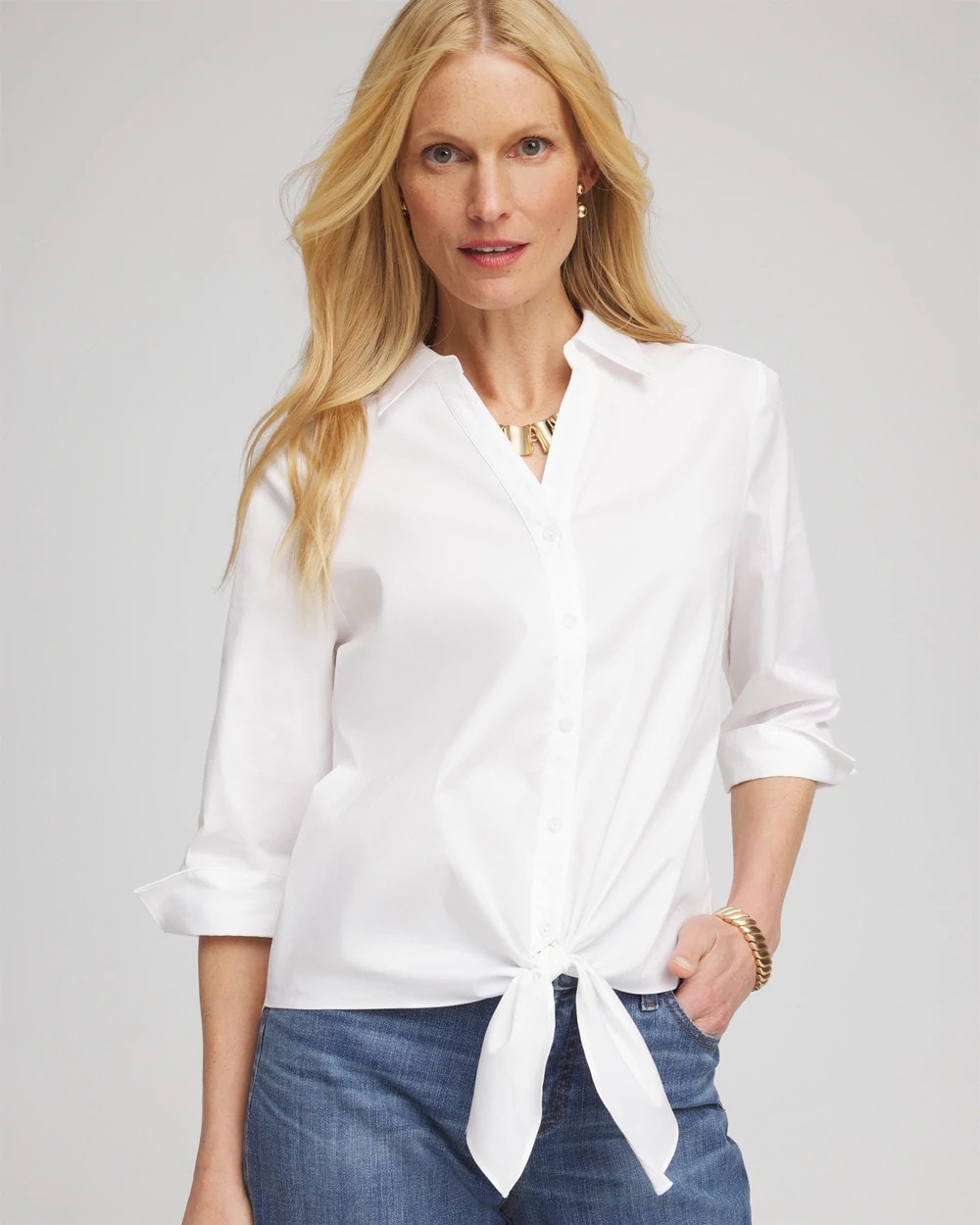 Poplin Tie-Front Top